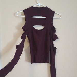 Burgundy Cut Out shirt